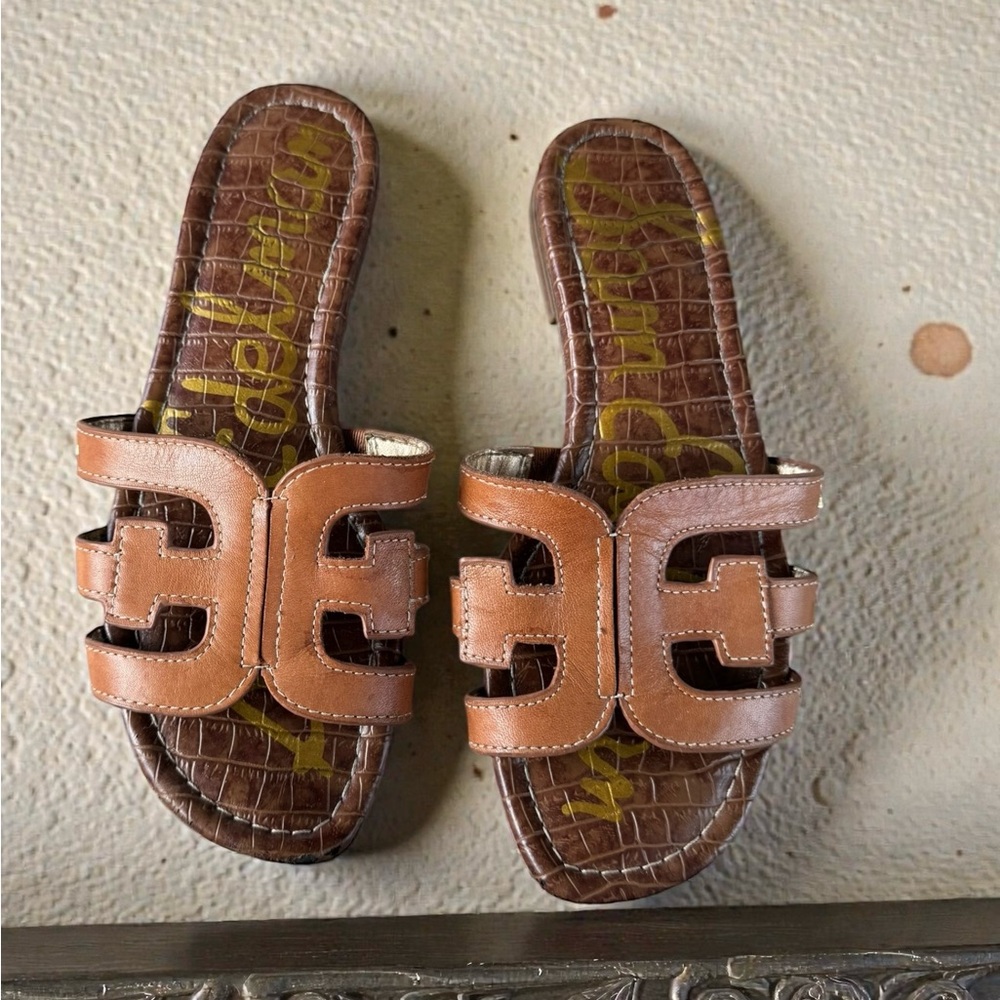 Sam Edelman Women's Bay Slide Sandals size 6.5 Saddle Leather color $100 MSRP